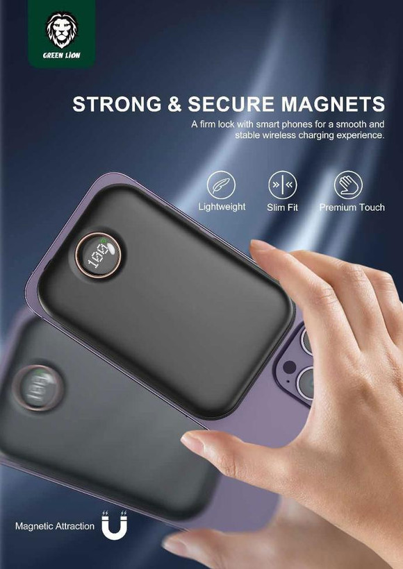 پاوربانک 20000 میلی آمپر ساعتی PD+QC 22.5 وات شیر سبز موناکو Magsafe