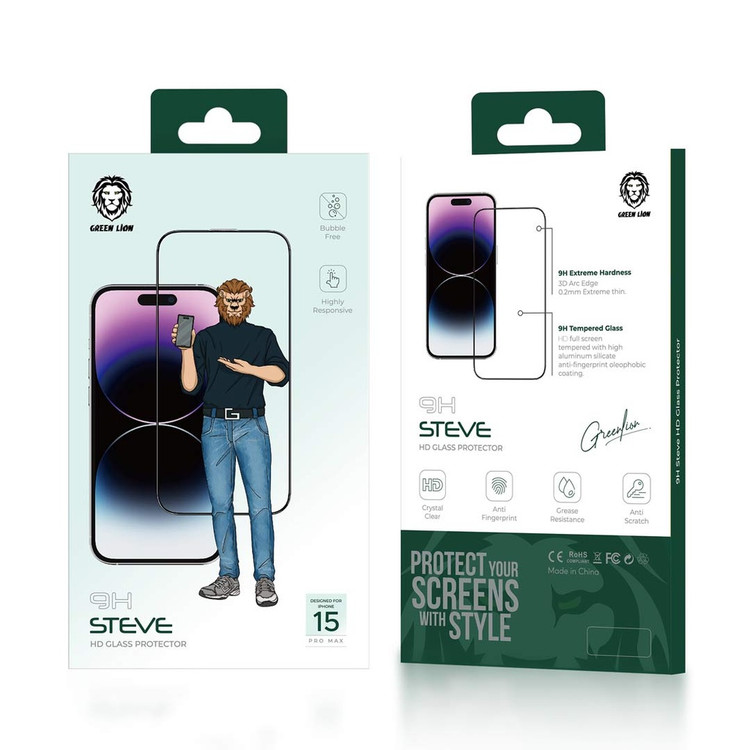 محافظ صفحه نمایش Green Lion مدل Steve 9H HD مناسب برای گوشی موبایل iPhone 15 Pro Max