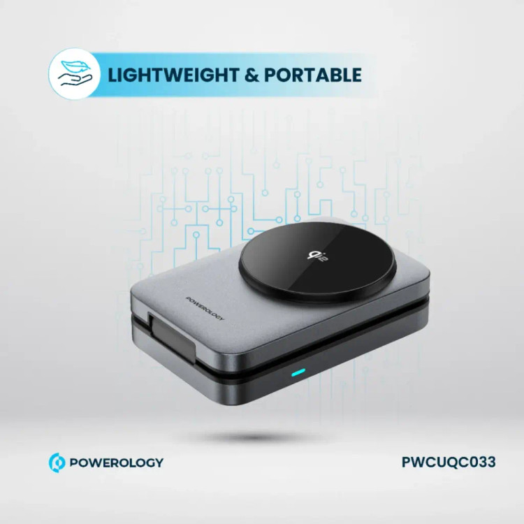 شارژر وایرلس 3 در 1 پاوررولوژی Powerology Qi2 Fast Charging Multi-Device Hub PWCUQC033