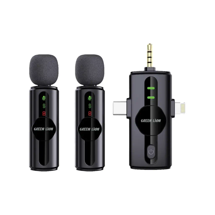 میکروفون یقه ای 2 فرستنده وایرلس گرین لاین Green Lion GM-80X Microphone 3 in 1
