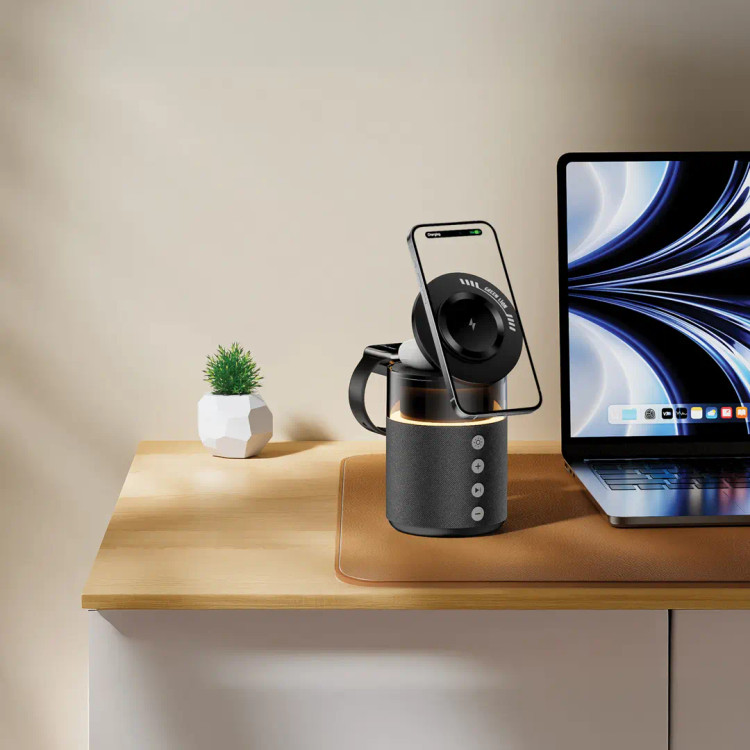 شارژر وایرلس گرین لاین ۵ کاره مدل Green Lion 5-in-1 Wireless Charger با اسپیکر بلوتوثی