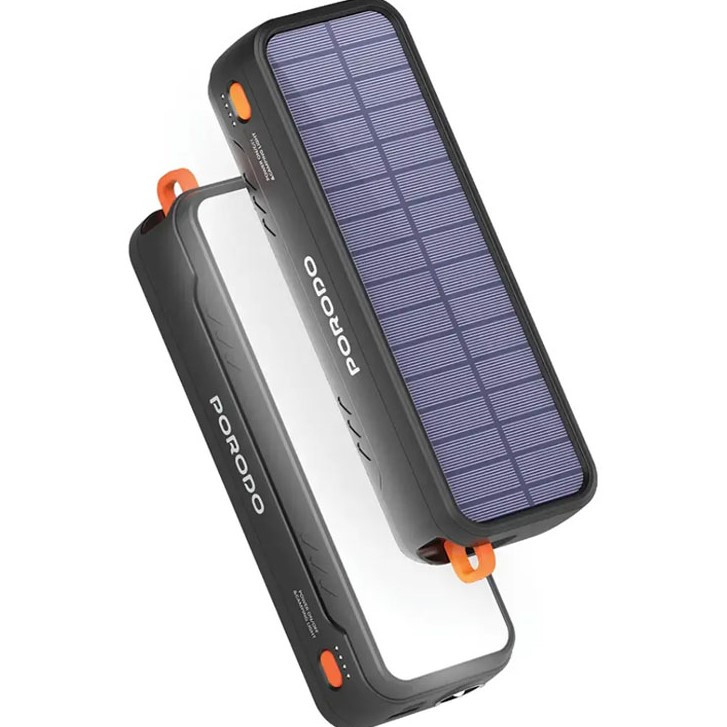 پاوربانک سولار Porodo ظرفیت 20000mAh مدل Solar-Powered با فست شارژ 22.5W
