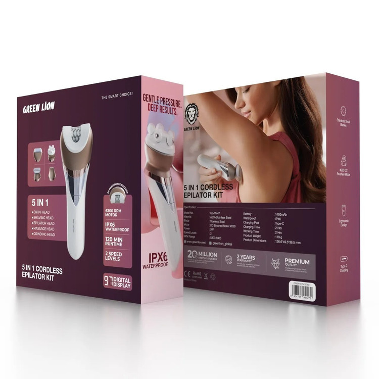 کیت اپیلاتور 5 کاره گرین لاین Green Lion 5 in 1 Cordless Epilator Kit GN5N1EP47KWH
